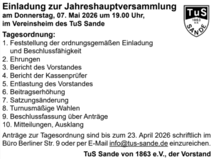 Bild der Neuigkeit Jahreshauptversammlung 2026